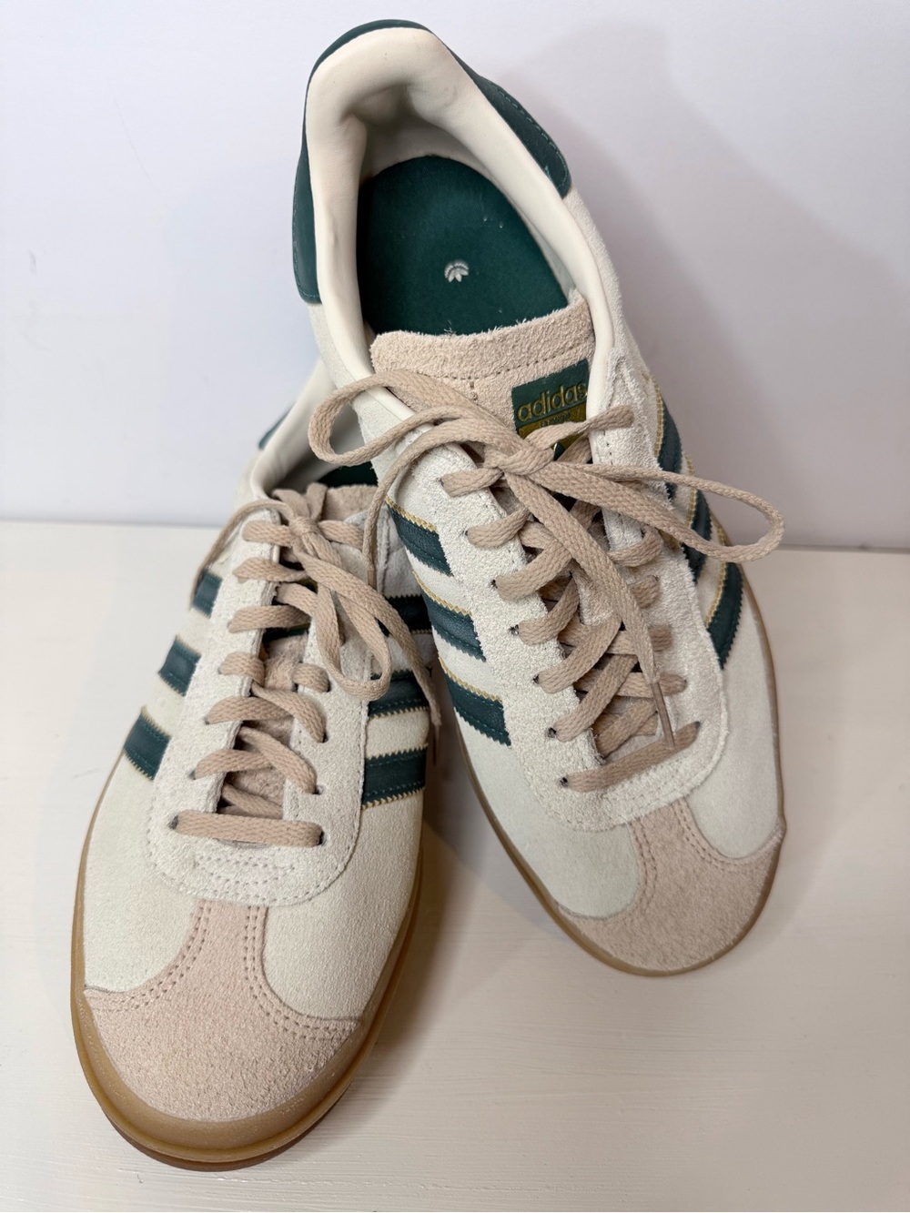 ADIDAS Gazelle Bold W Cloud White &  Green Suede Gum Sneakers Size 9
